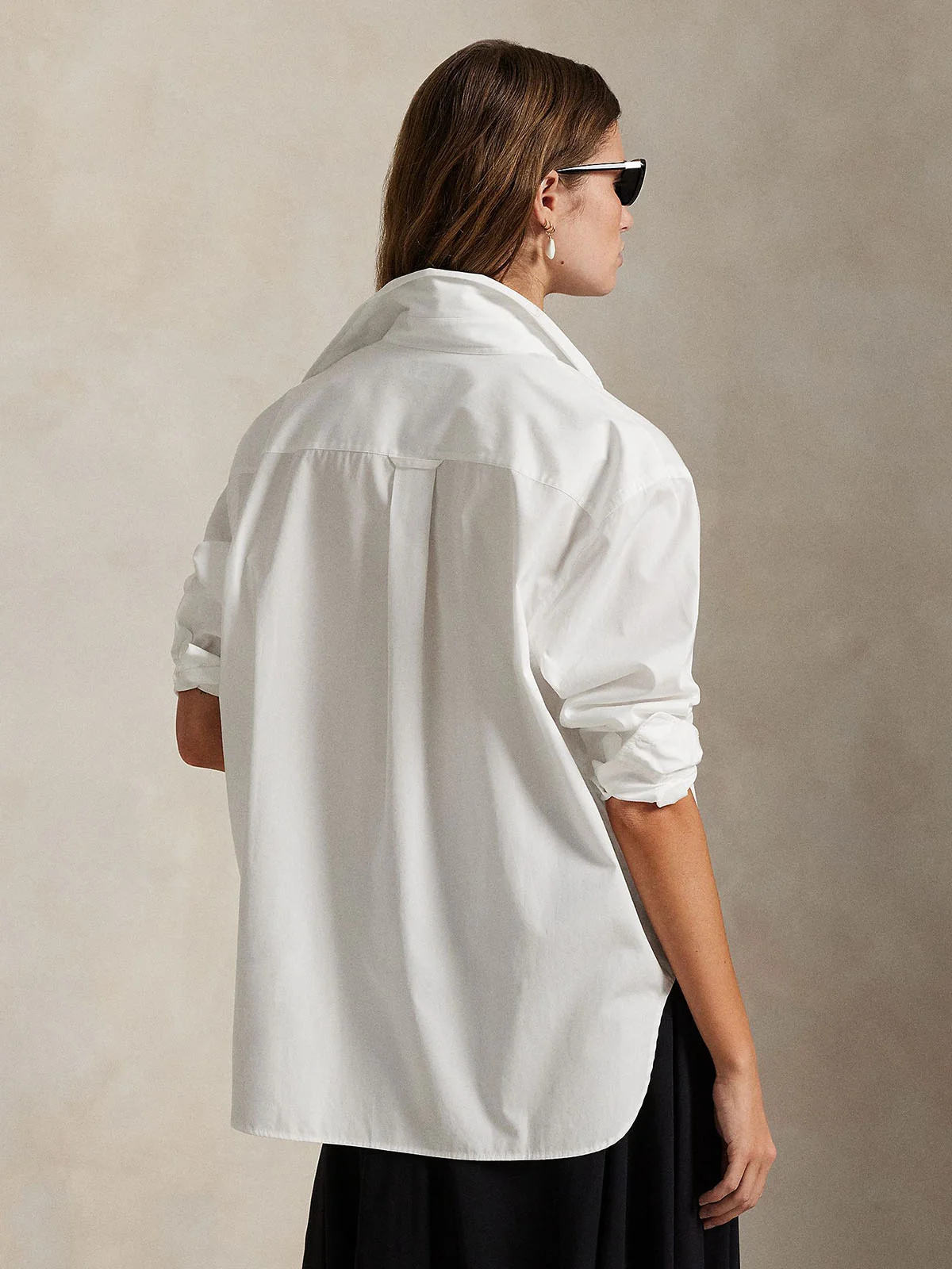 POLO RALPH LAUREN Áo Sơ Mi Nữ Tay Dài Oversize Fit Logo Cotton Shirt