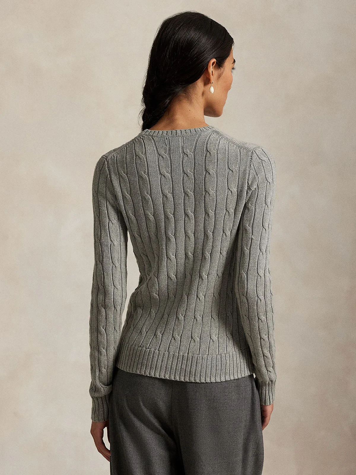 POLO RALPH LAUREN Áo Sweater Nữ Tay Dài Cable-Knit Cotton Crewneck Sweater