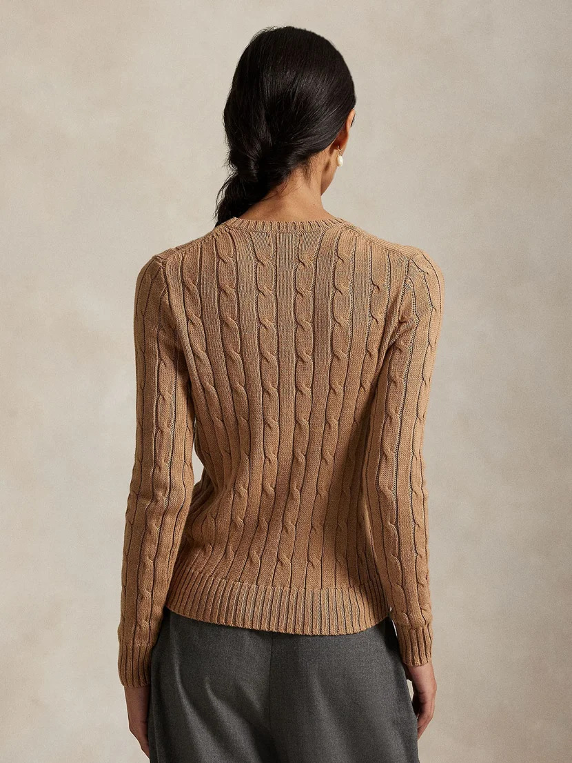 POLO RALPH LAUREN Áo Sweater Nữ Tay Dài Cable-Knit Cotton Crewneck Sweater