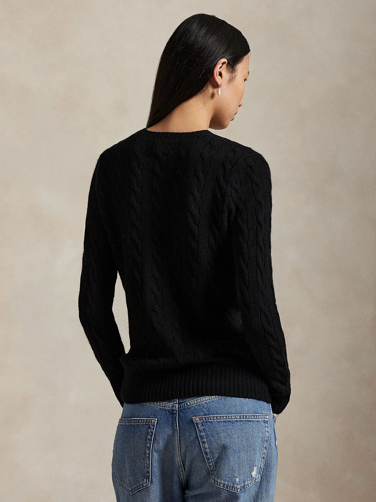 POLO RALPH LAUREN Áo Sweater Nữ Tay Dài Cable Wool-Cashmere Crewneck Sweater