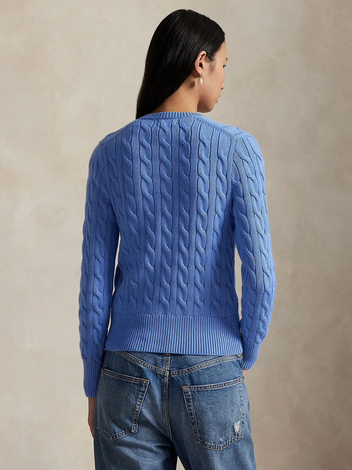 POLO RALPH LAUREN Áo Cardigan Nữ Tay Dài Cable-Knit Cotton Crewneck Cardigan