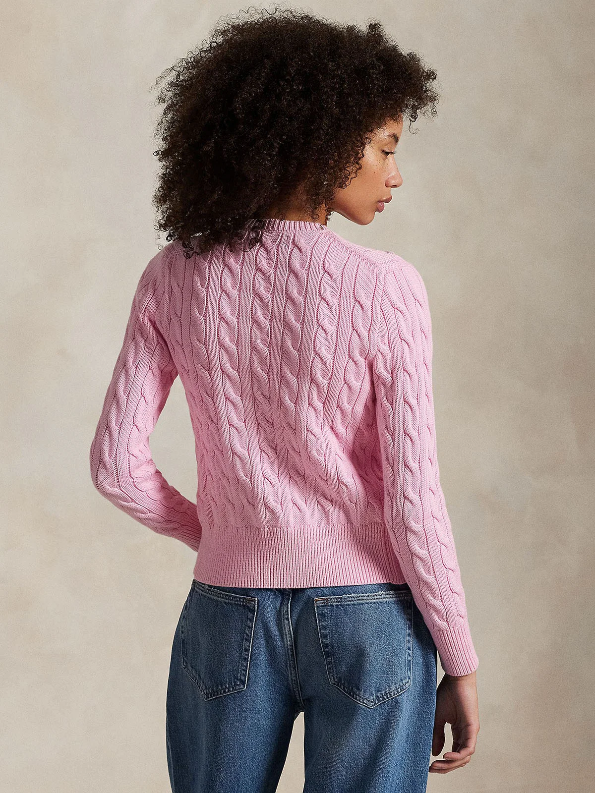 POLO RALPH LAUREN Áo Cardigan Nữ Tay Dài Cable-Knit Cotton Crewneck Cardigan