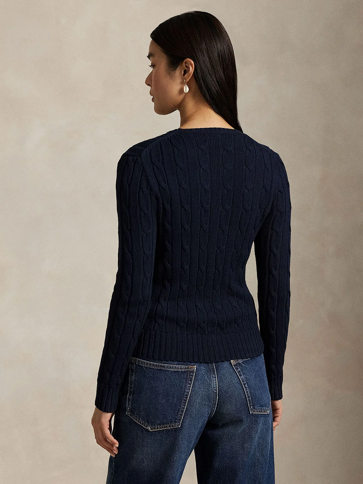 POLO RALPH LAUREN Áo Sweater Nữ Tay Dài Cable-Knit Cotton Crewneck Sweater