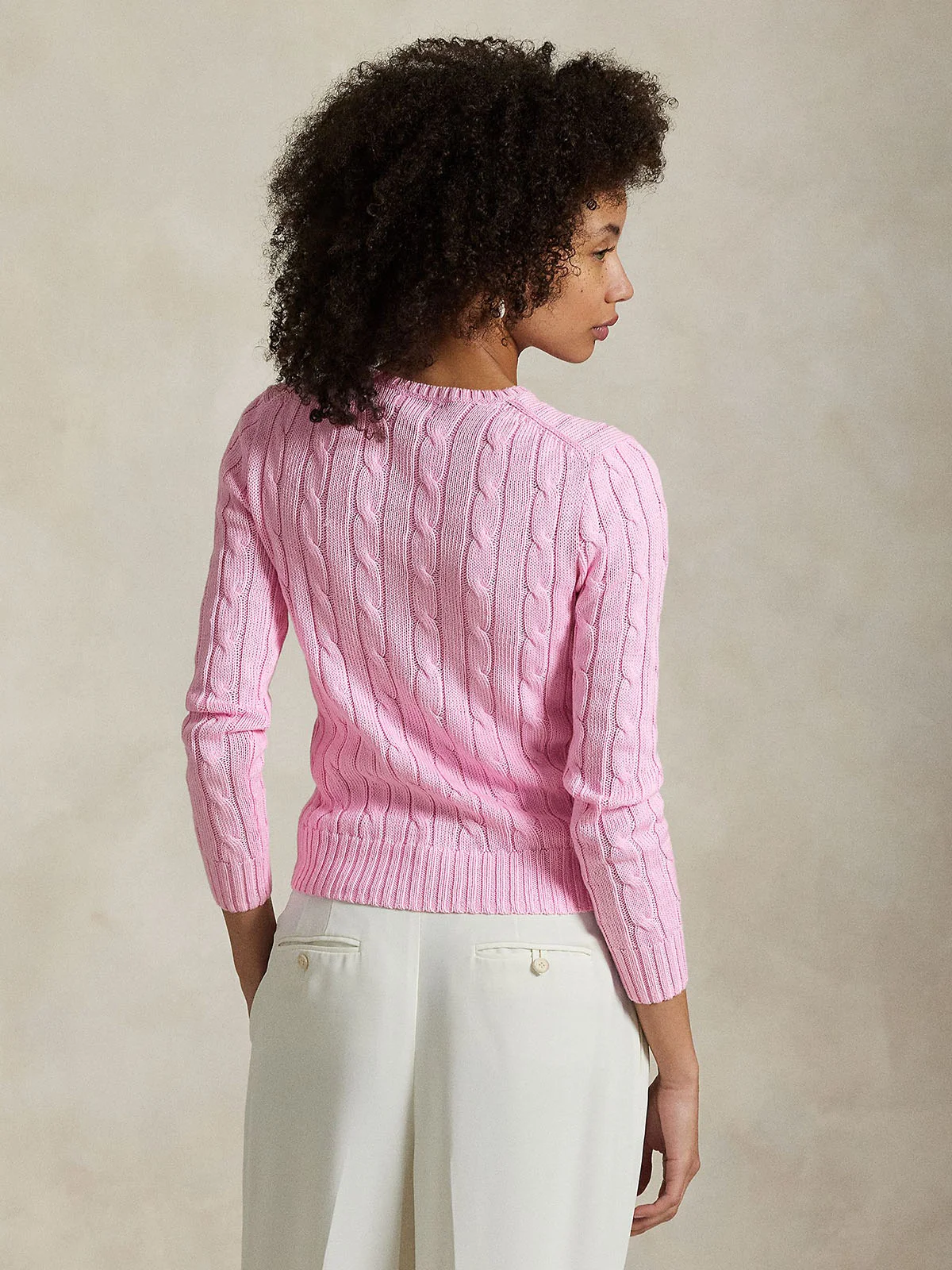 POLO RALPH LAUREN Áo Sweater Nữ Tay Dài Cable-Knit Cotton Crewneck Sweater