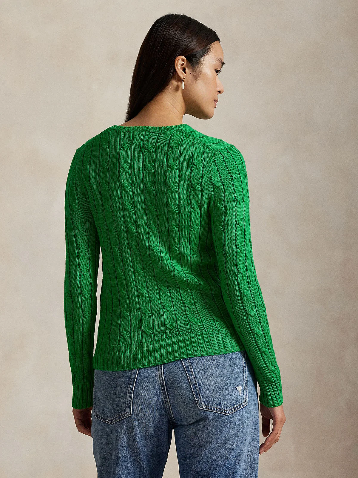 POLO RALPH LAUREN Áo Sweater Nữ Tay Dài Cable-Knit Cotton Crewneck Sweater