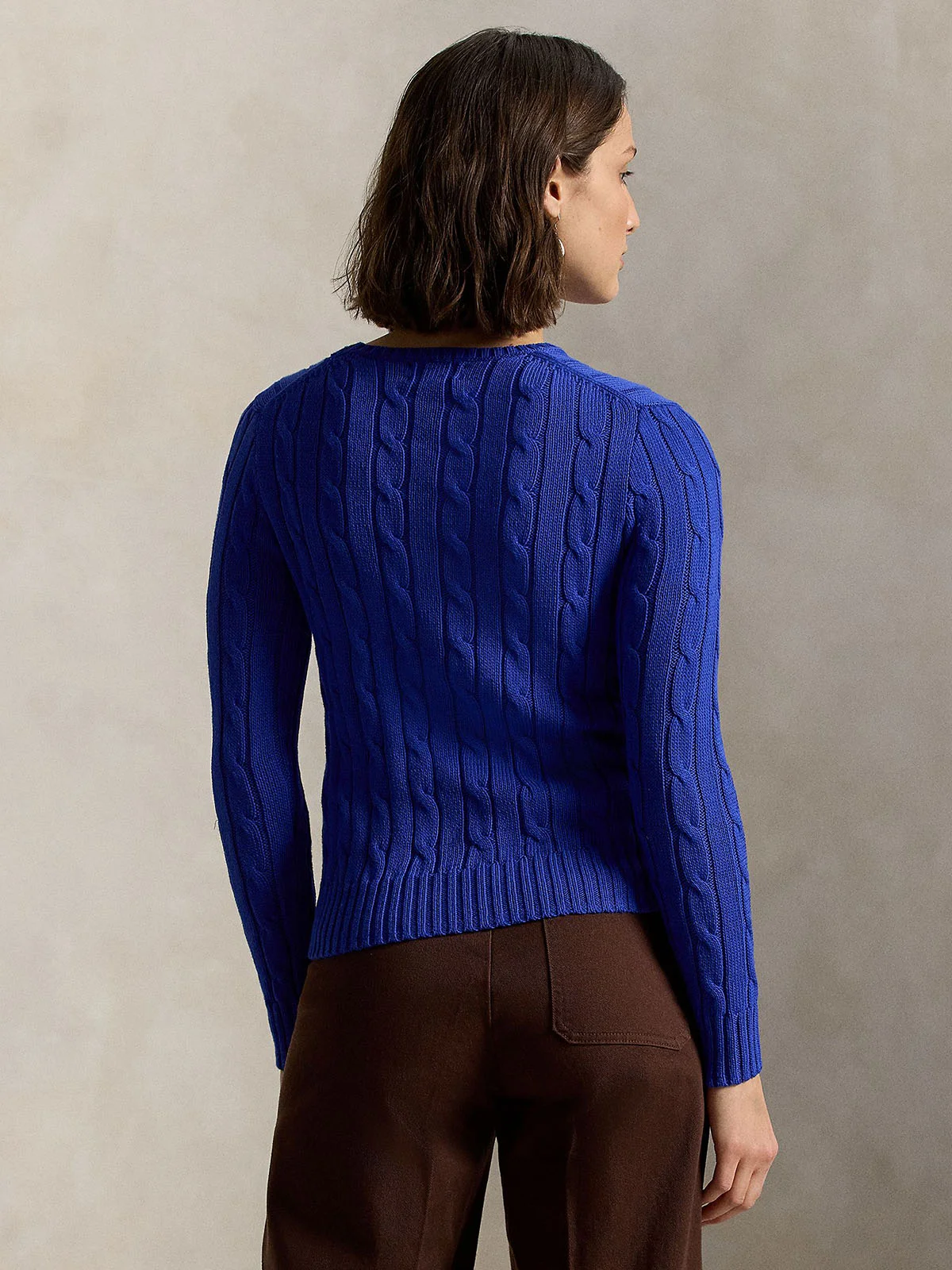 POLO RALPH LAUREN Áo Sweater Nữ Tay Dài Cable-Knit Cotton Crewneck Sweater