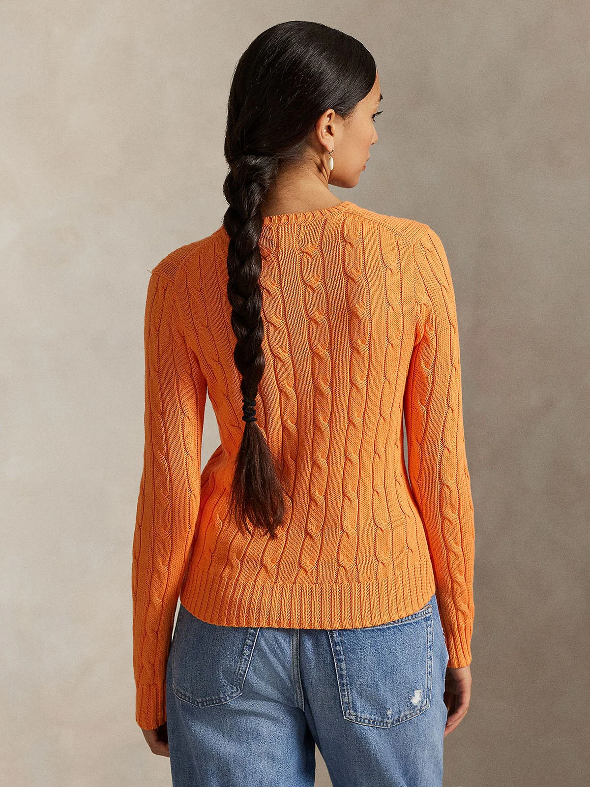 POLO RALPH LAUREN Áo Sweater Nữ Tay Dài Cable-Knit Cotton Crewneck Sweater