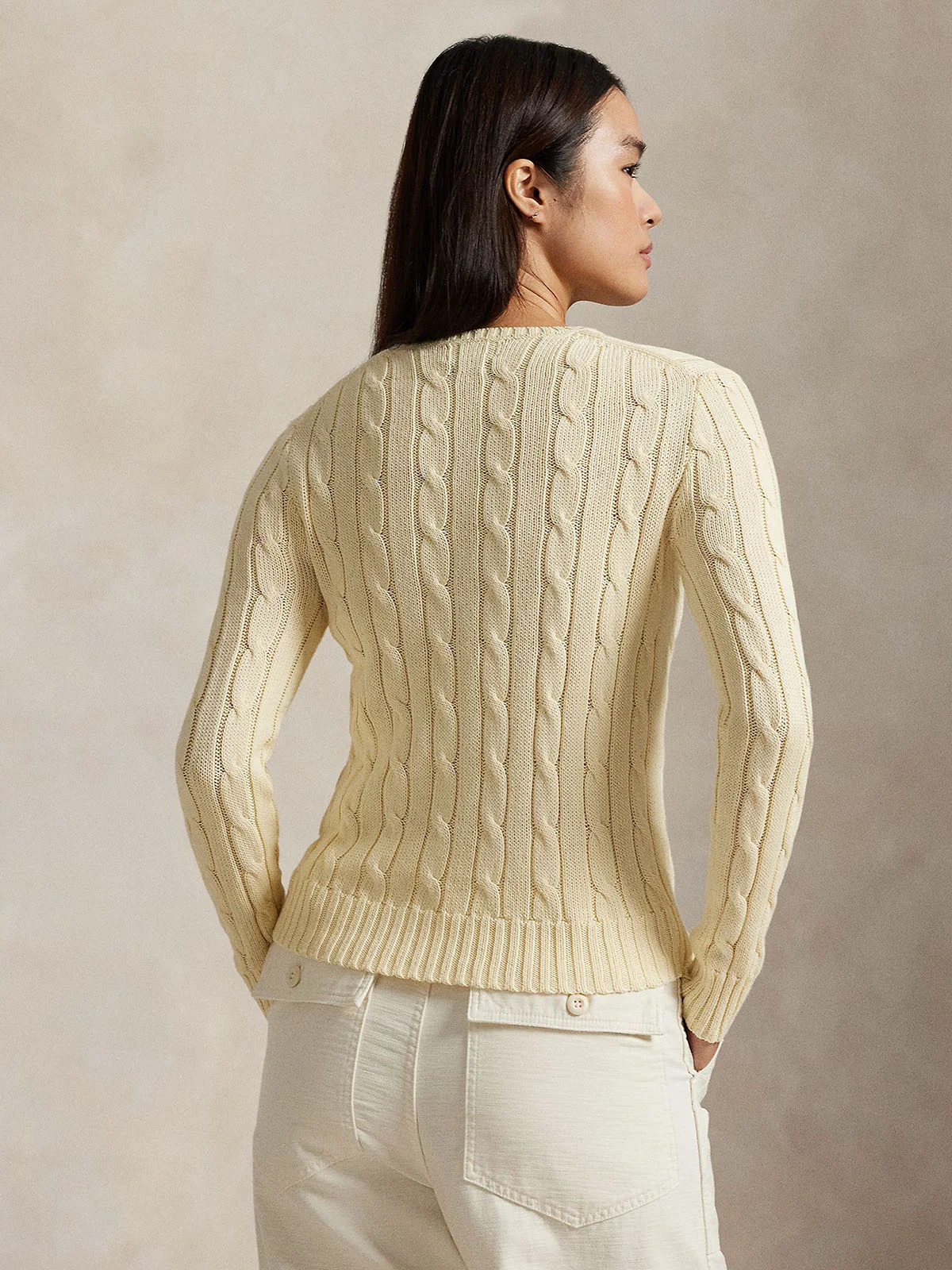 POLO RALPH LAUREN Áo Sweater Nữ Tay Dài Cable-Knit Cotton Crewneck Sweater