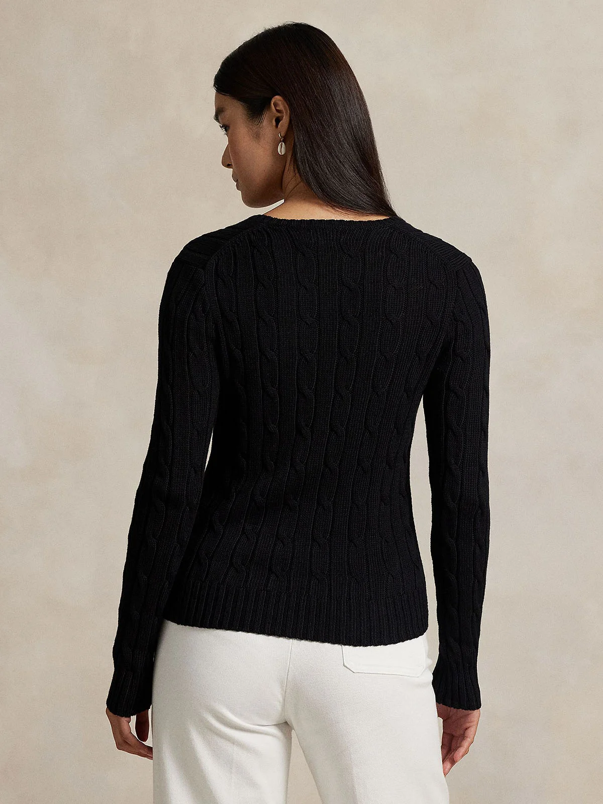 POLO RALPH LAUREN Áo Sweater Nữ Tay Dài Cable-Knit Cotton V-Neck Sweater