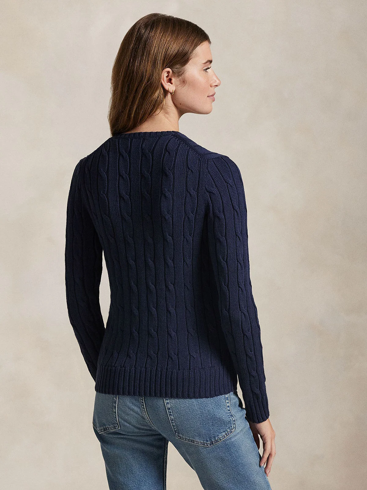 POLO RALPH LAUREN Áo Sweater Nữ Tay Dài Cable-Knit Cotton V-Neck Sweater