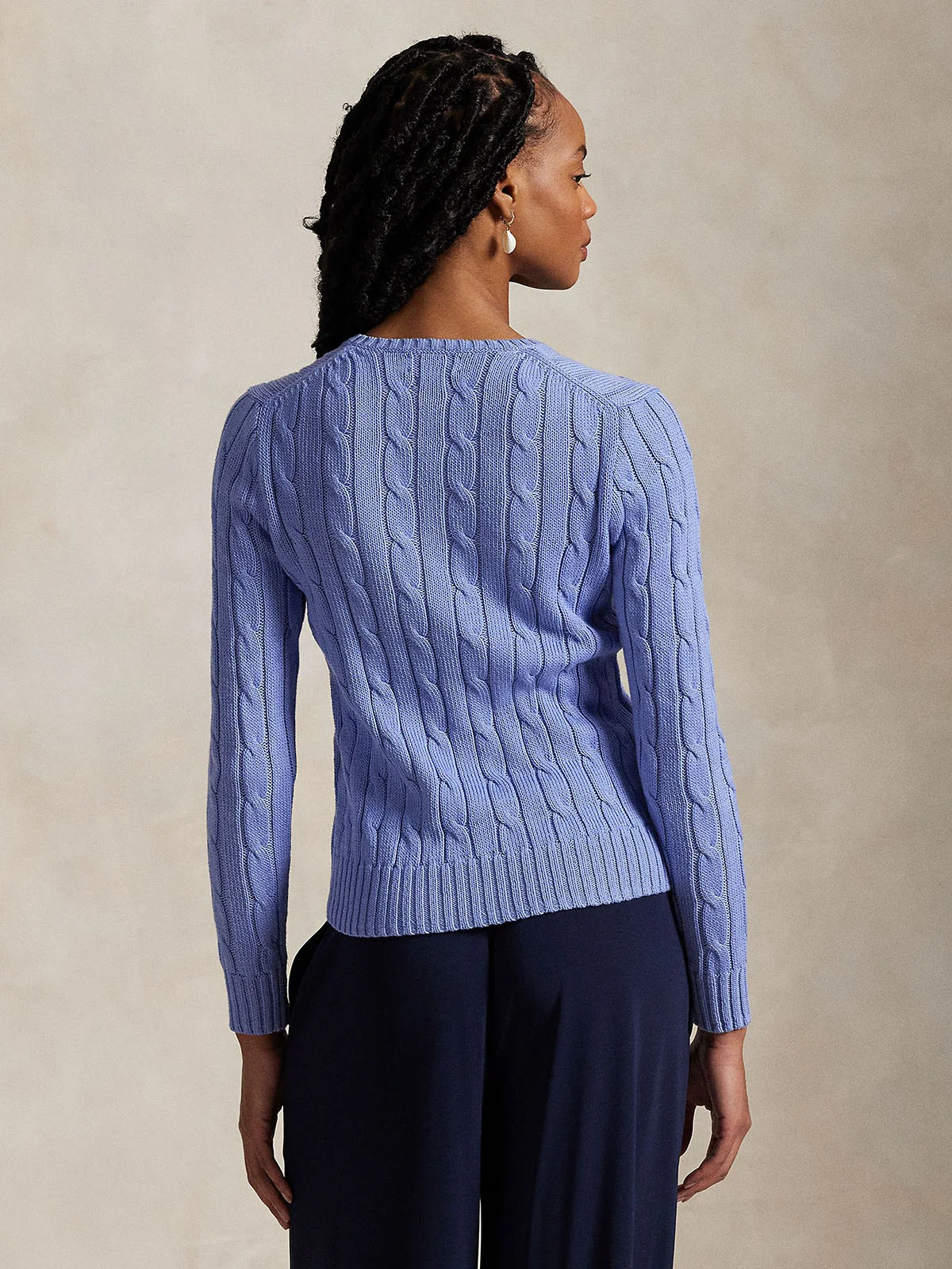POLO RALPH LAUREN Áo Sweater Nữ Tay Dài Cable-Knit Cotton V-Neck Sweater