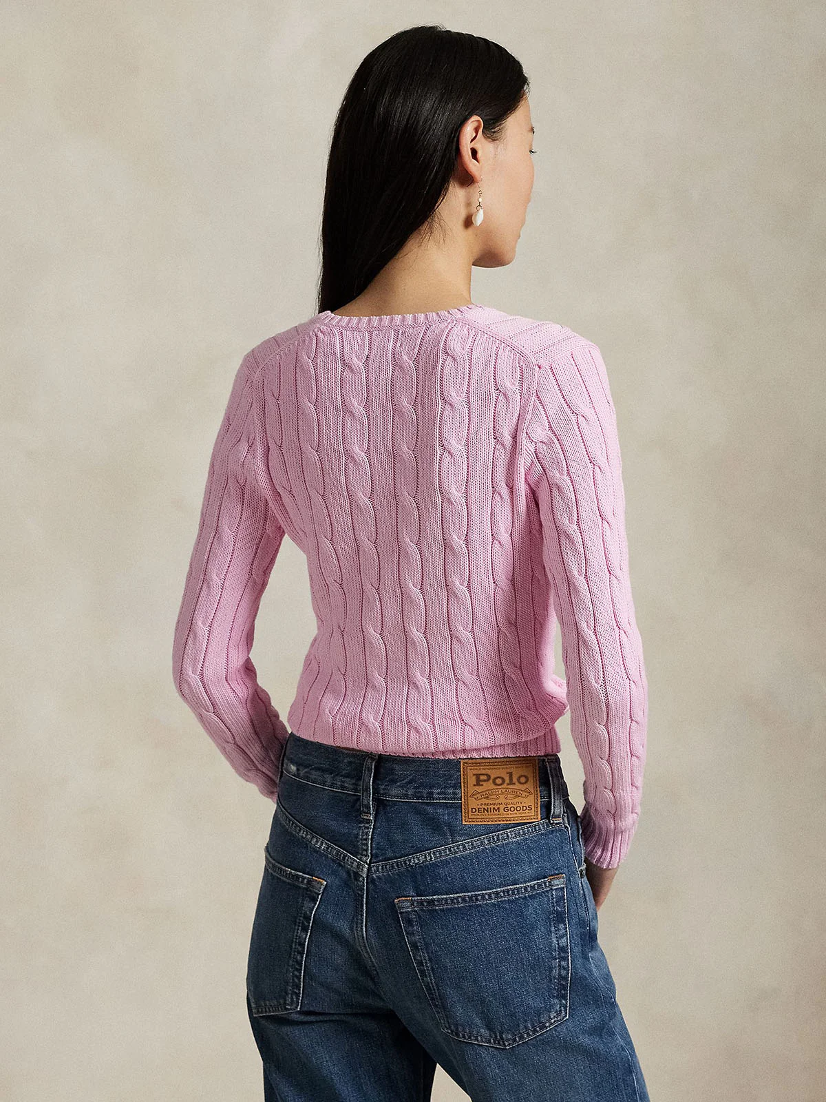 POLO RALPH LAUREN Áo Sweater Nữ Tay Dài Cable-Knit Cotton V-Neck Sweater