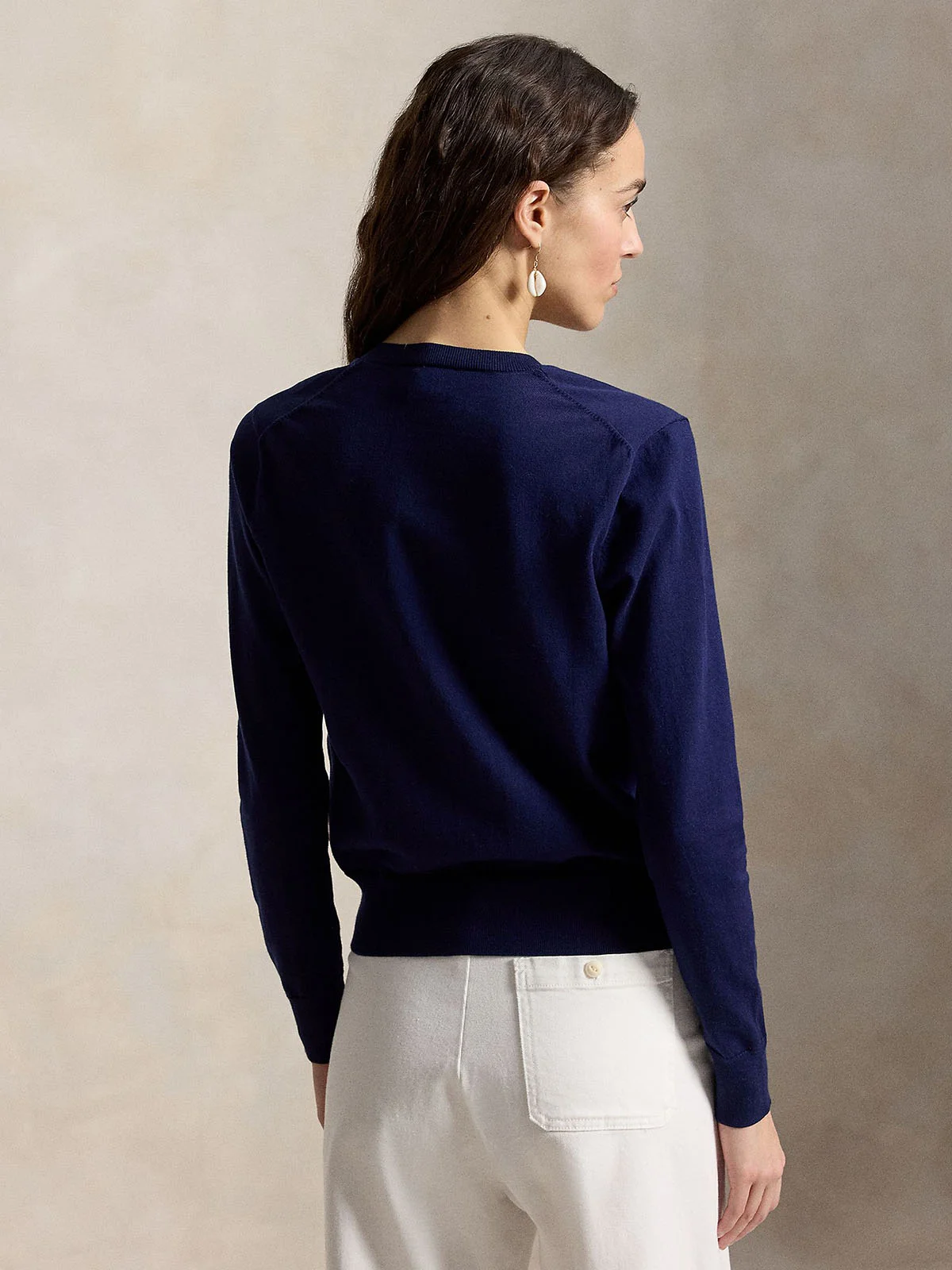 POLO RALPH LAUREN Áo Cardigan Nữ Tay Dài Stretch Cotton-Blend Crewneck Cardigan