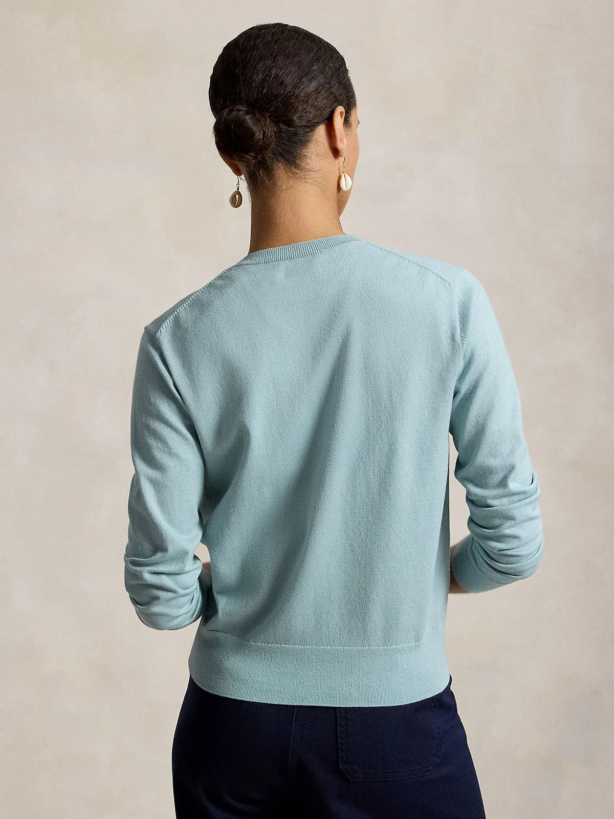 POLO RALPH LAUREN Áo Cardigan Nữ Tay Dài Stretch Cotton-Blend Crewneck Cardigan