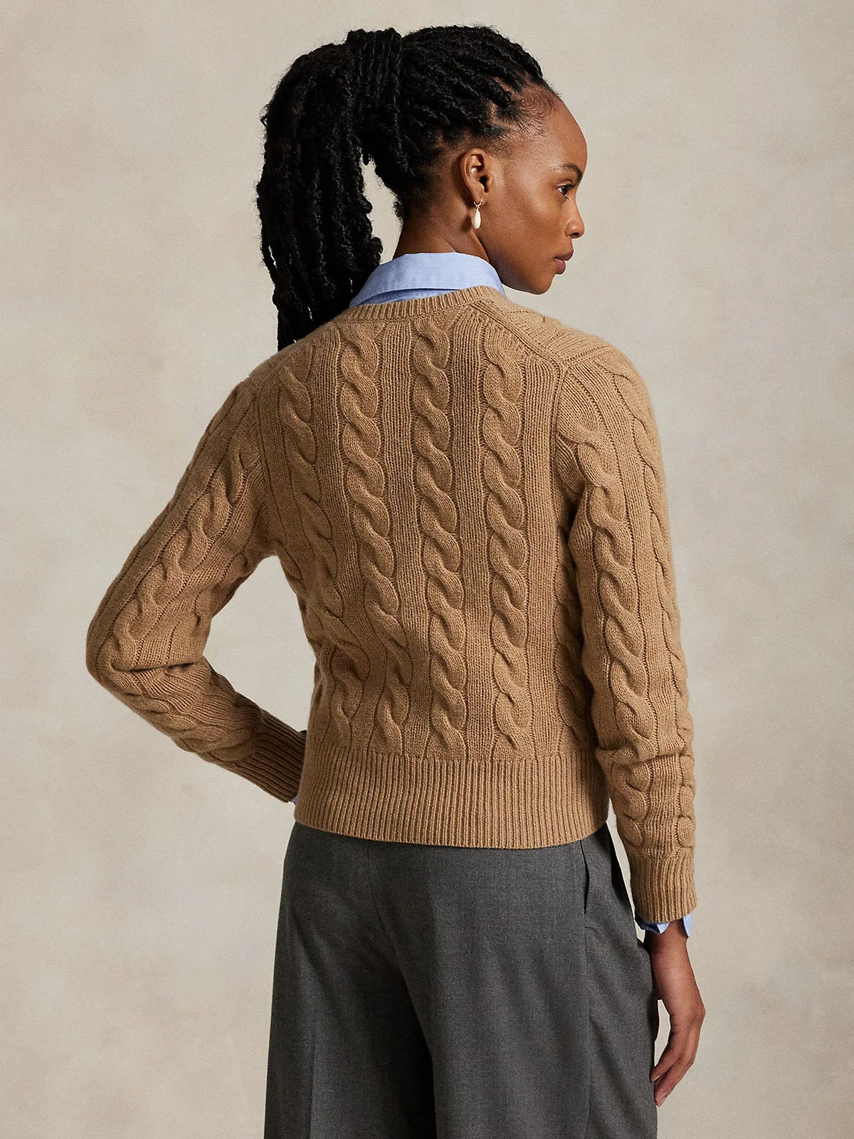 POLO RALPH LAUREN Áo Cardigan Nữ Tay Dài Cable-Knit Wool-Cashmere Cardigan