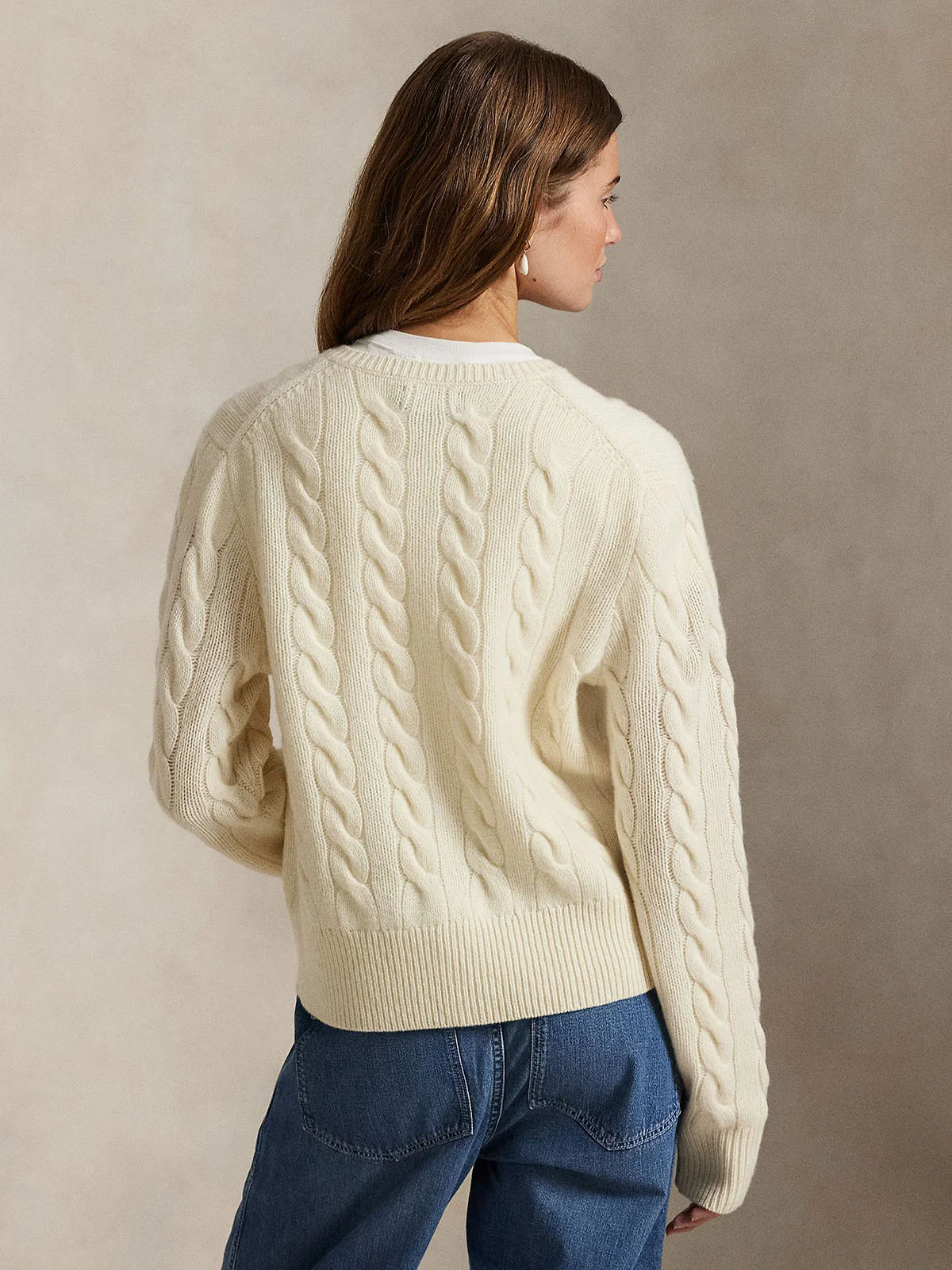 POLO RALPH LAUREN Áo Cardigan Nữ Tay Dài Cable-Knit Wool-Cashmere Cardigan