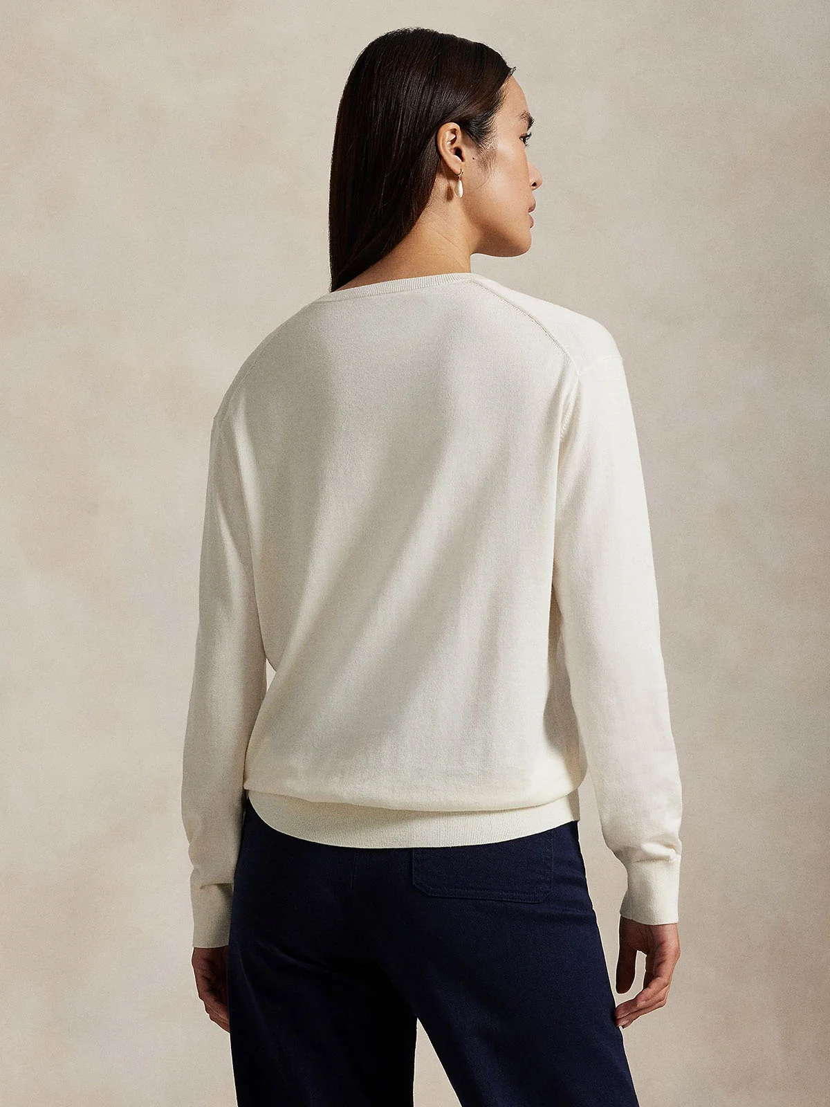 POLO RALPH LAUREN Áo Pullover Nữ Tay Dài Cotton V-Neck Sweater