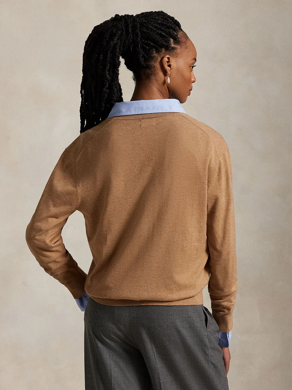 POLO RALPH LAUREN Áo Pullover Nữ Tay Dài Cotton V-Neck Sweater