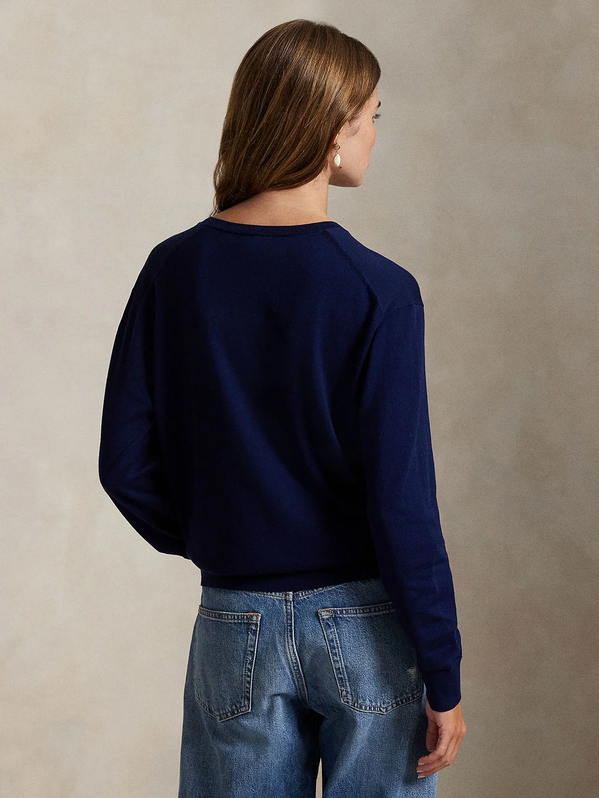 POLO RALPH LAUREN Áo Pullover Nữ Tay Dài Cotton V-Neck Sweater
