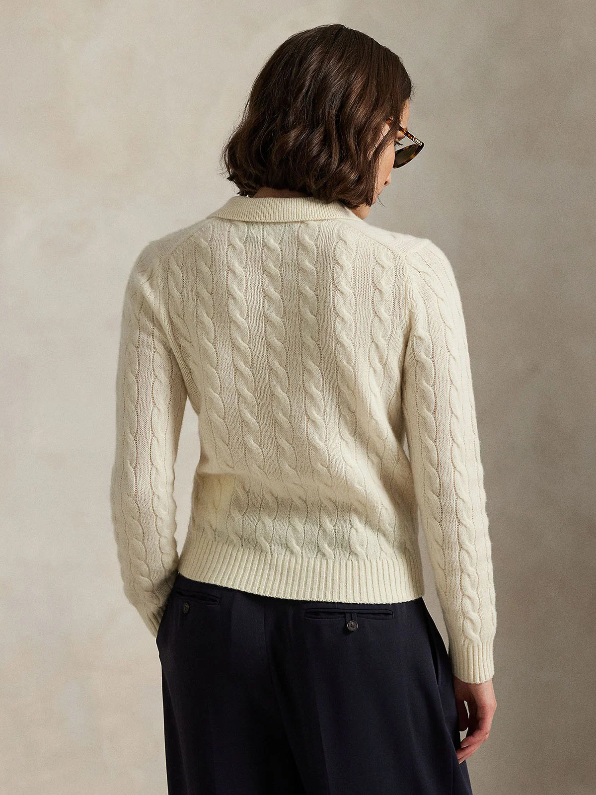 POLO RALPH LAUREN Áo Sweater Nữ Tay Dài Cable-Knit Wool-Cashmere Polo Sweater
