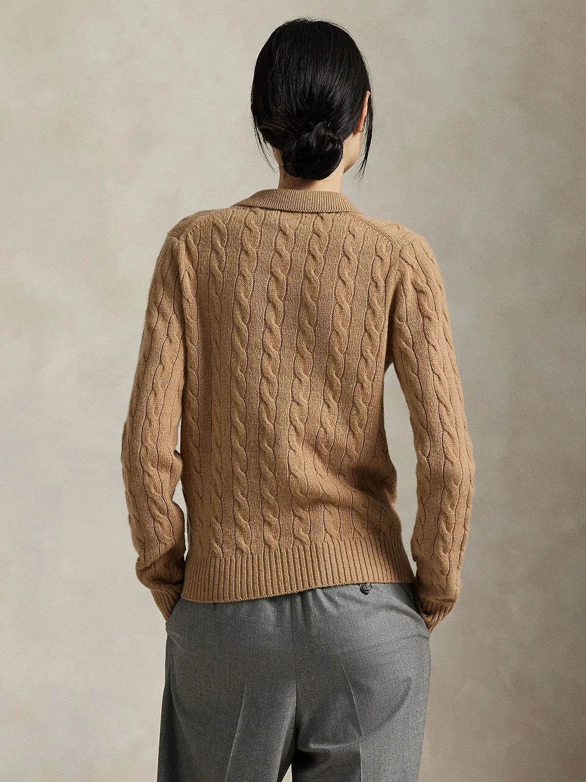 POLO RALPH LAUREN Áo Sweater Nữ Tay Dài Cable-Knit Wool-Cashmere Polo Sweater