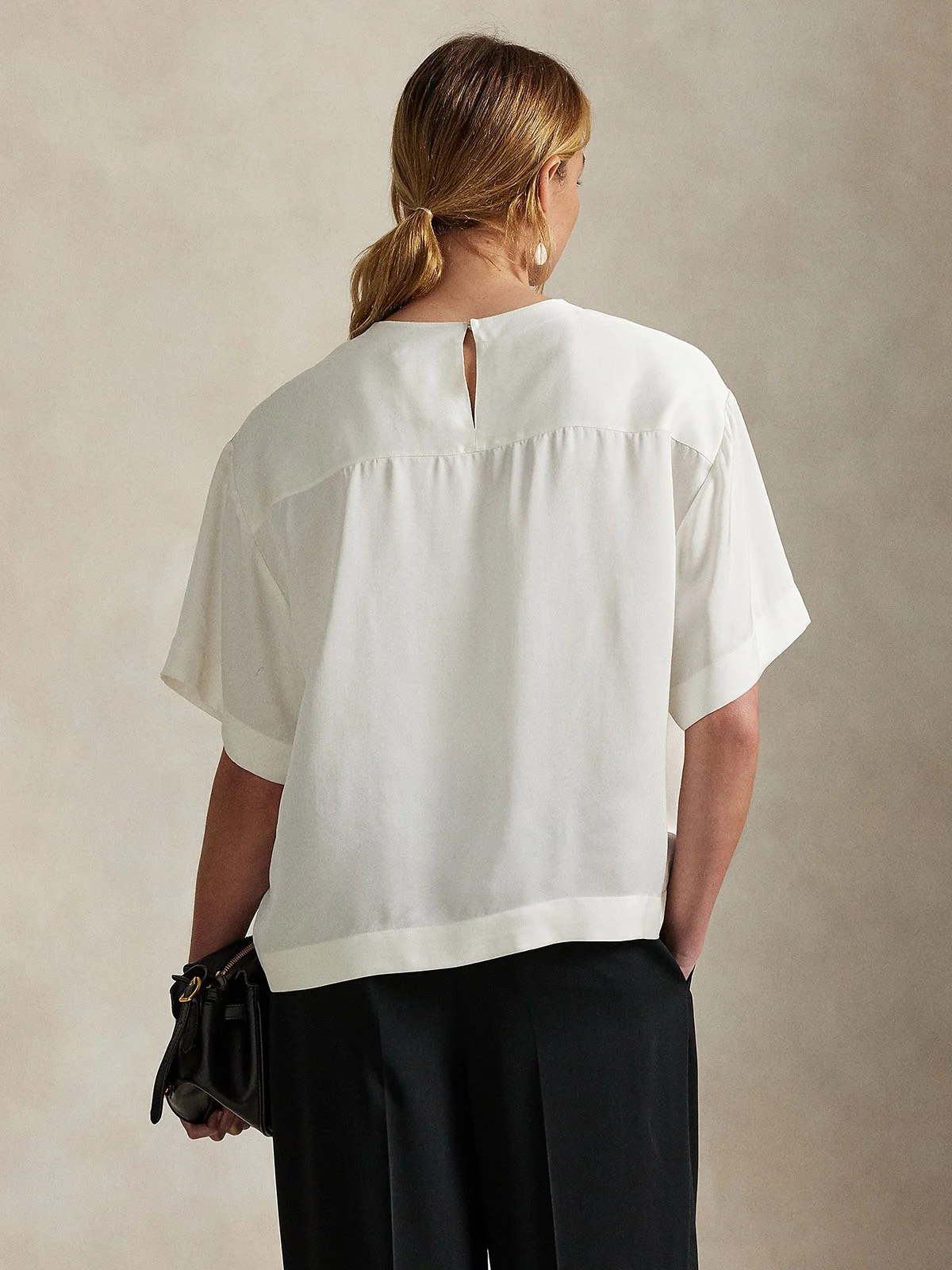 POLO RALPH LAUREN Áo Kiểu Nữ Tay Ngắn Oversize Satin Tee