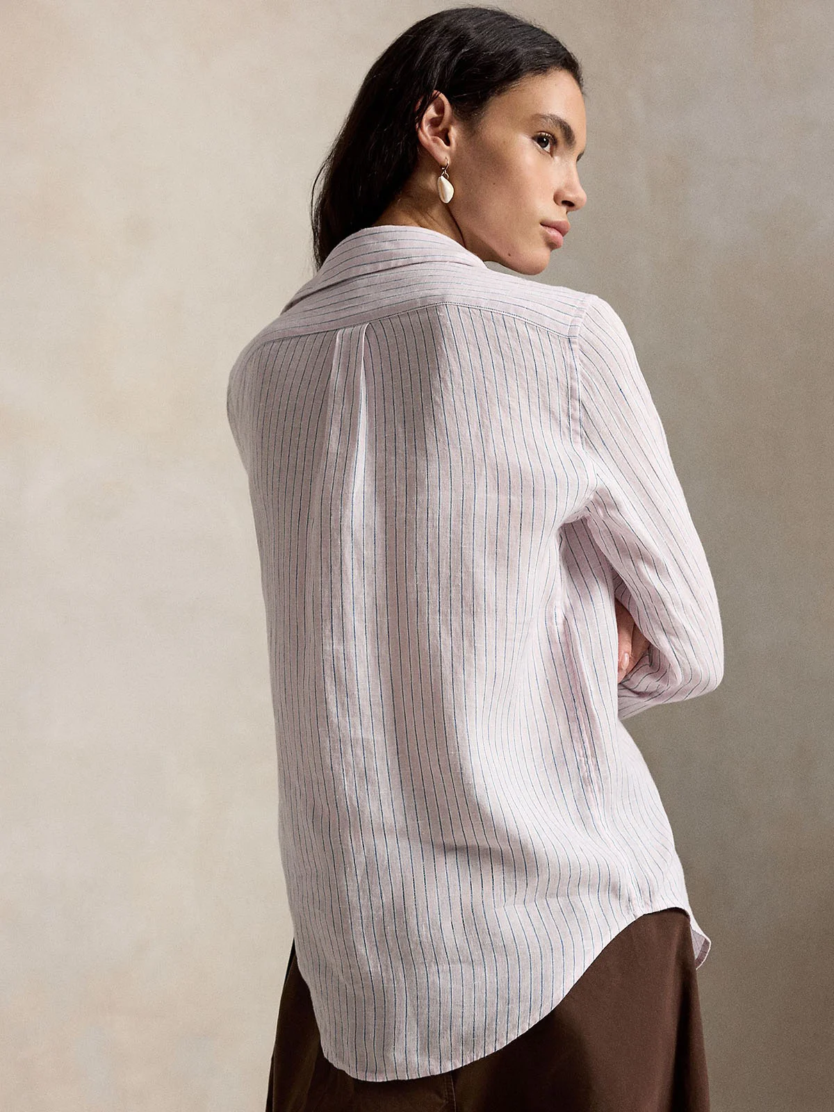 POLO RALPH LAUREN Áo Sơ Mi Nữ Tay Dài Classic Fit Striped Linen Shirt