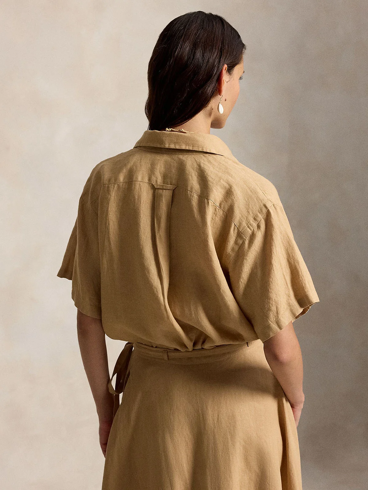 POLO RALPH LAUREN Áo Sơ Mi Nữ Tay Ngắn Oversize Fit Linen Short-Sleeve Shirt