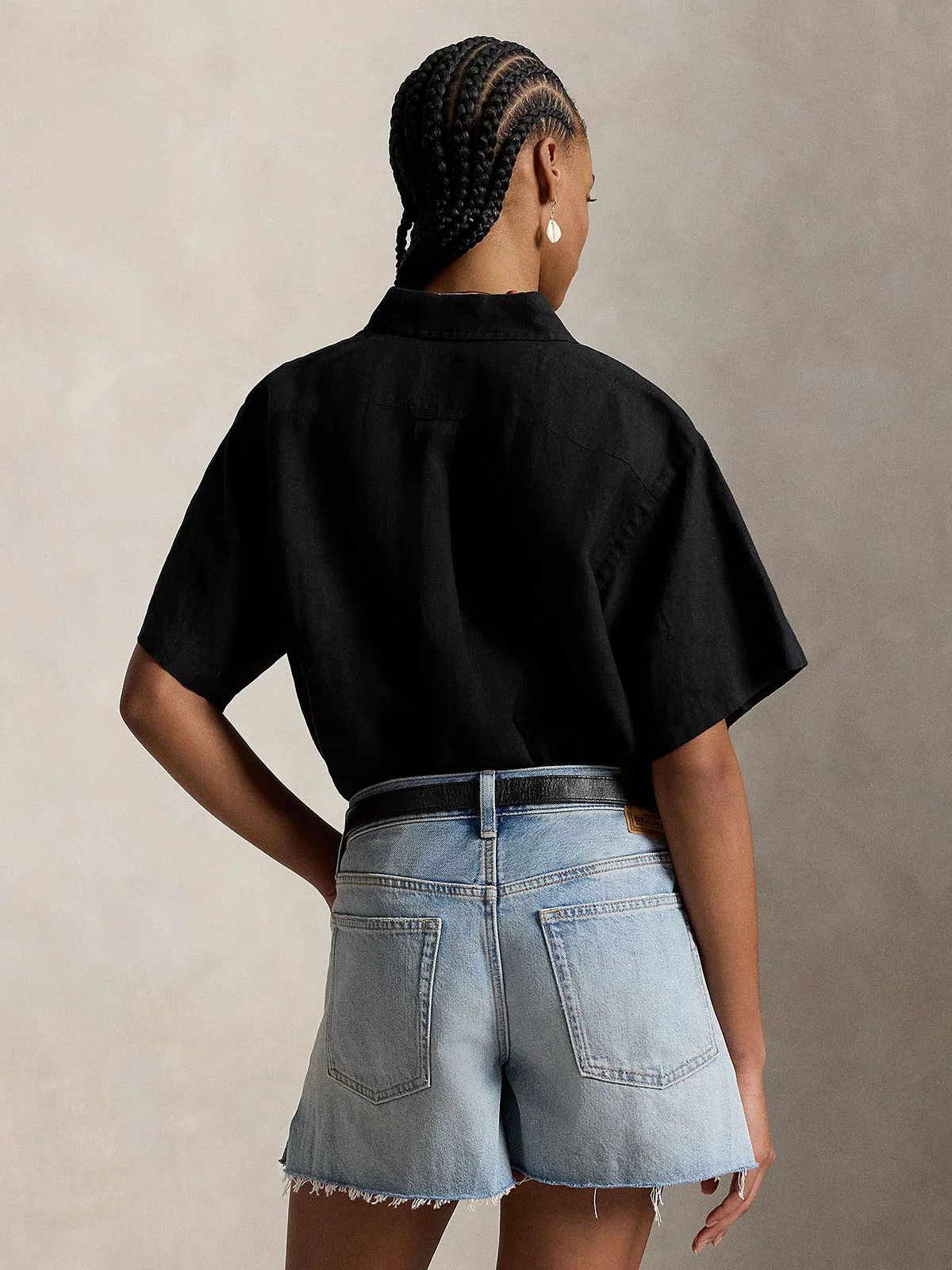 POLO RALPH LAUREN Áo Sơ Mi Nữ Tay Ngắn Oversize Fit Linen Short-Sleeve Shirt
