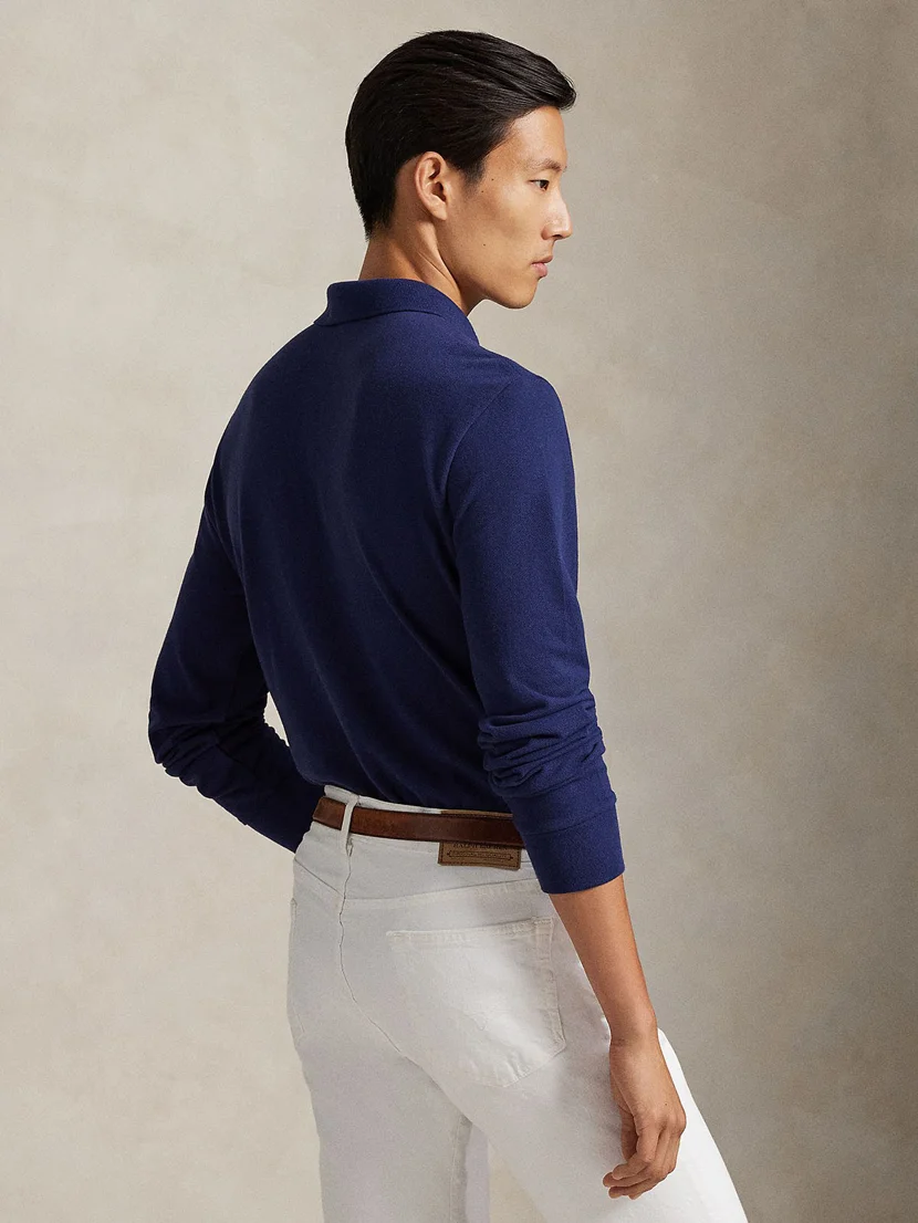 POLO RALPH LAUREN Áo Polo Nam Tay Dài Custom Slim Fit Mesh Polo Shirt
