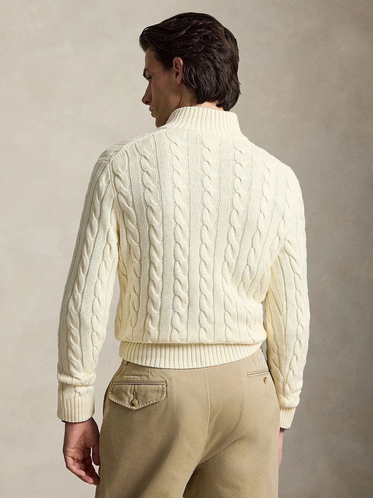 POLO RALPH LAUREN Áo Sweater Nam Tay Dài Cable-Knit Cotton Quarter-Zip Sweater