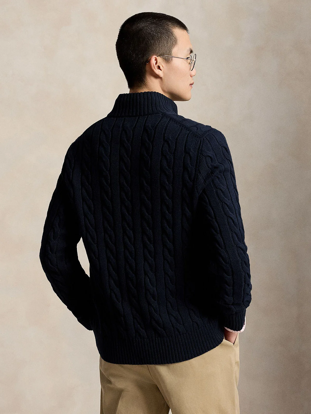 POLO RALPH LAUREN Áo Sweater Nam Tay Dài Cable-Knit Cotton Quarter-Zip Sweater