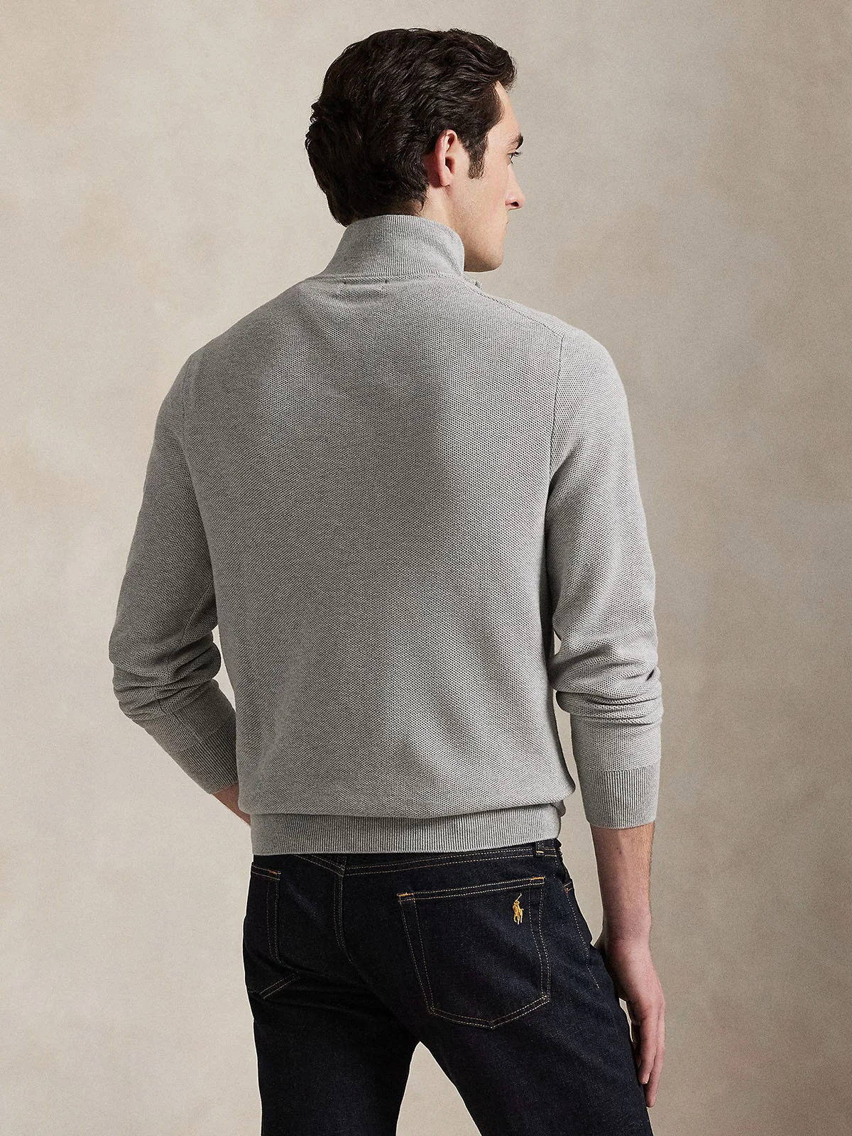 POLO RALPH LAUREN Áo Sweater Nam Tay Dài Mesh-Knit Cotton Quarter-Zip Sweater