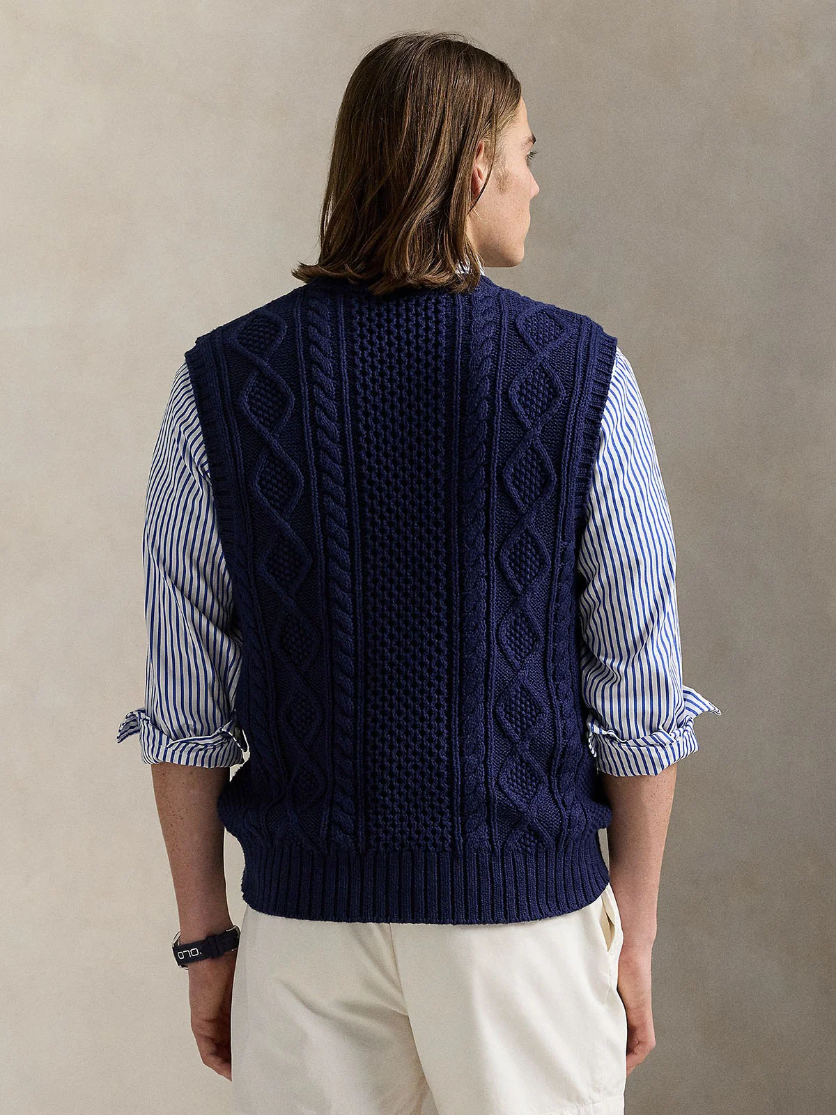 POLO RALPH LAUREN Áo Len Nam Không Tay Aran-Knit Cotton Sweater Vest