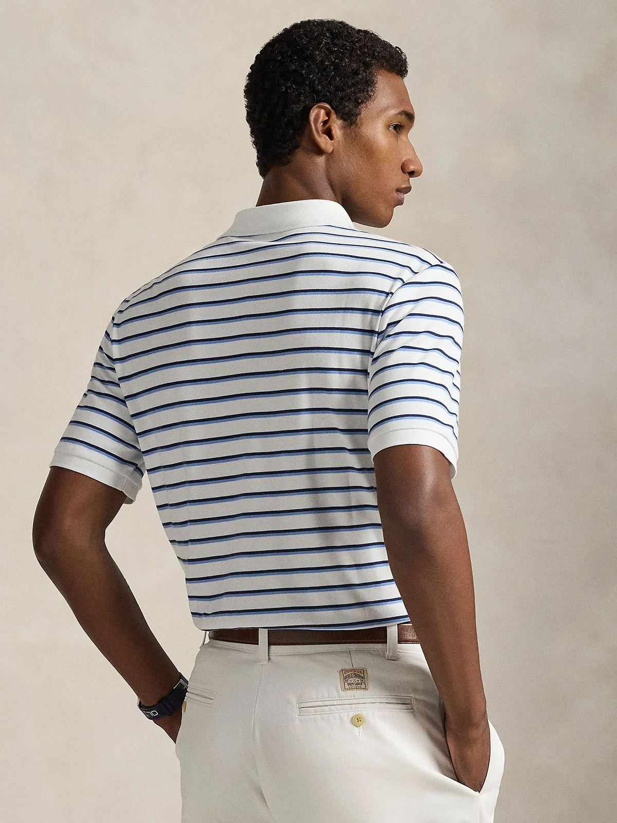 POLO RALPH LAUREN Áo Polo Nam Tay Ngắn Custom Slim Fit Striped Soft Cotton Polo