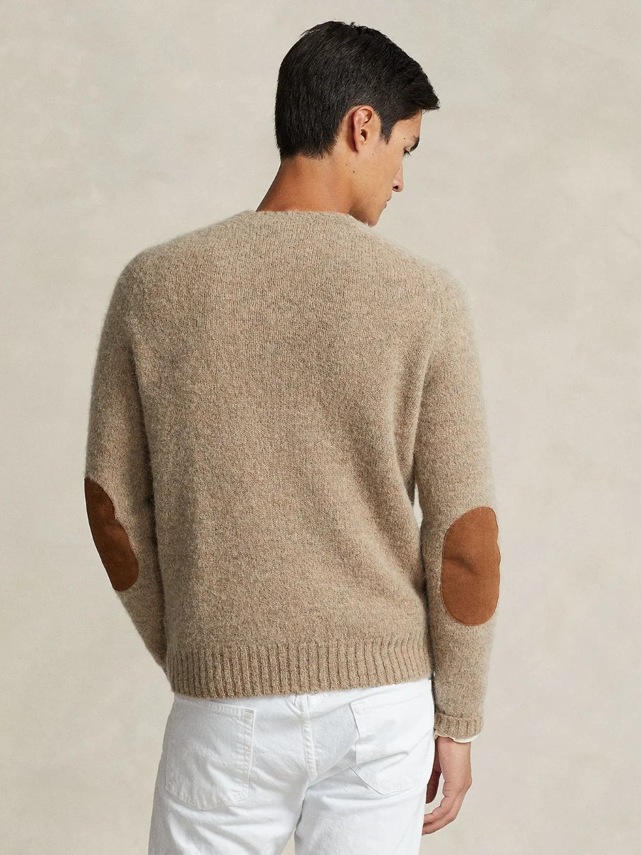 POLO RALPH LAUREN Áo Sweater Nam Tay Dài Suede-Patch Crewneck Sweater