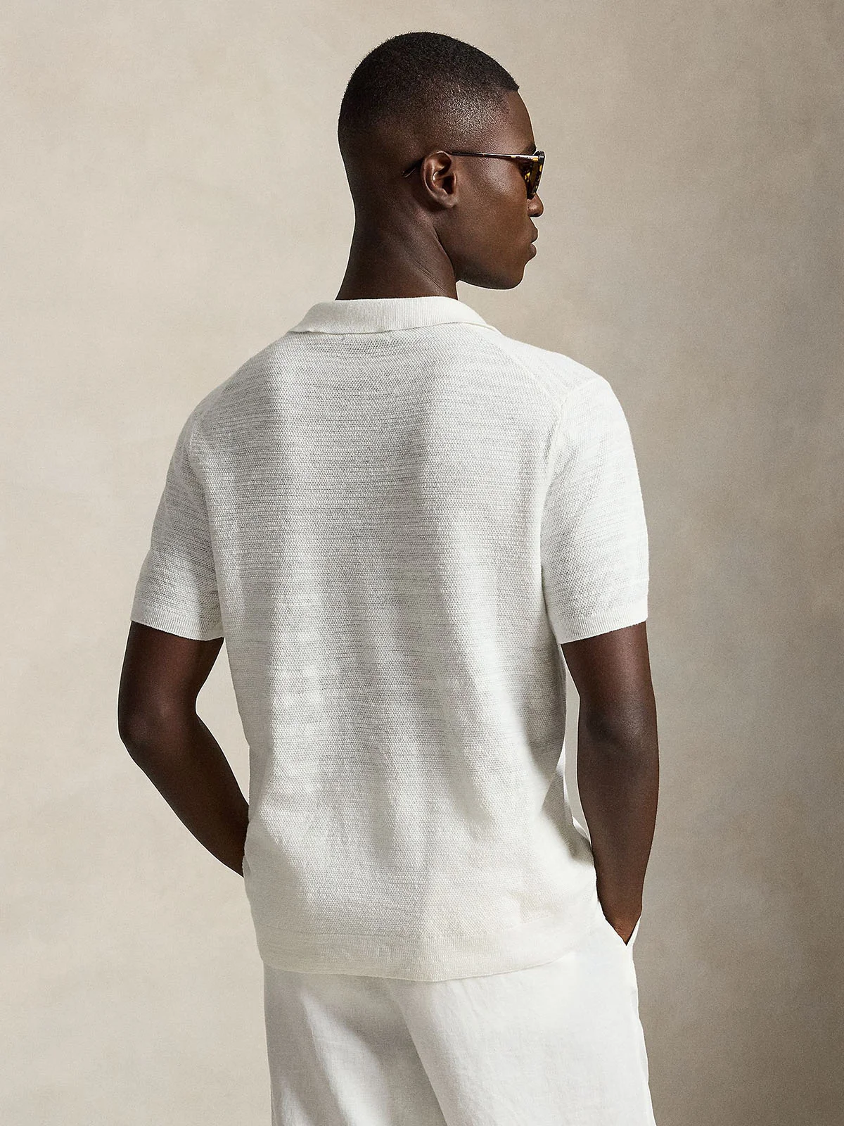 POLO RALPH LAUREN Áo Pullover Nam Tay Ngắn Textured Cotton-Linen Sweater