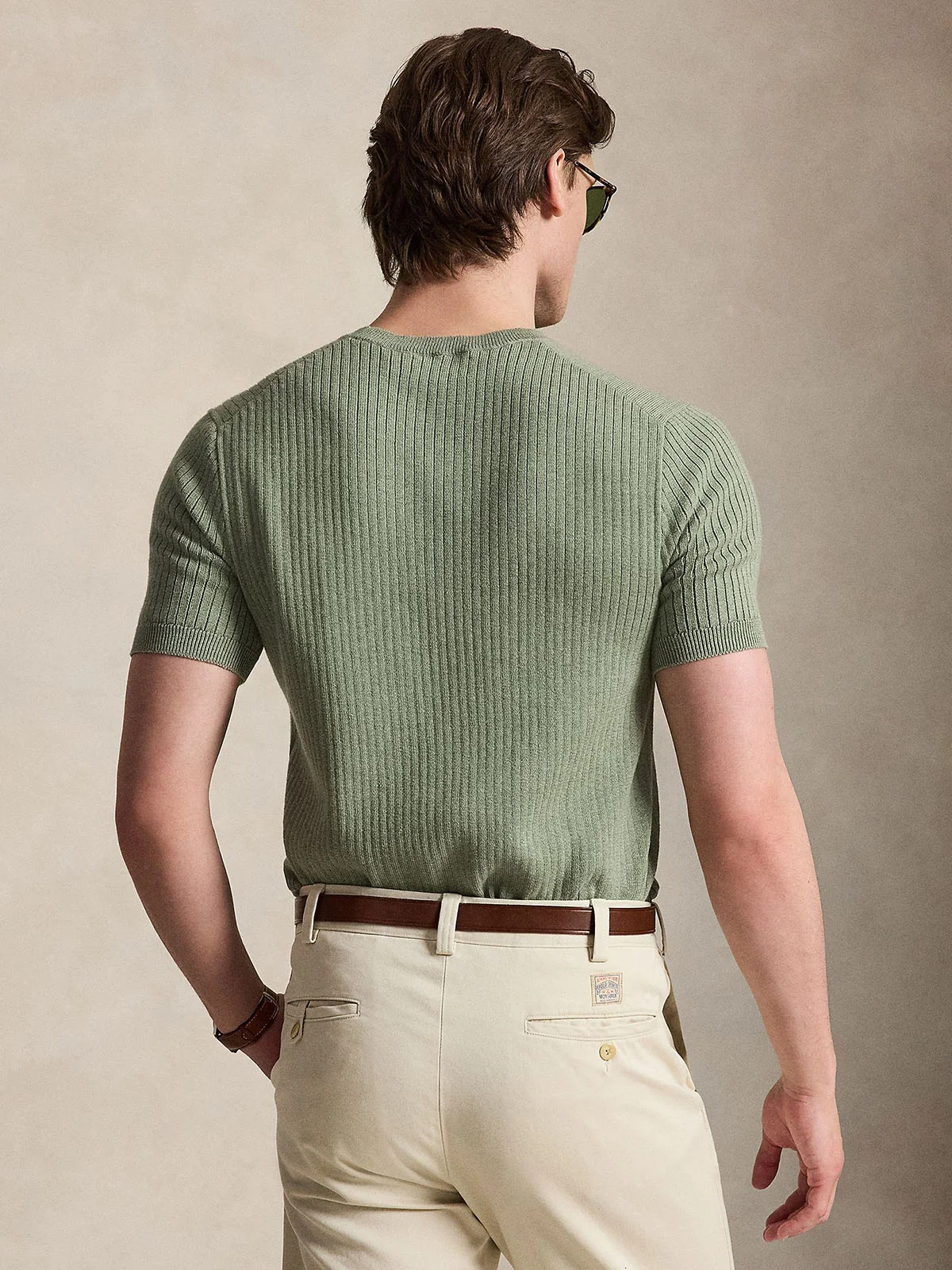 POLO RALPH LAUREN Áo Pullover Nam Tay Ngắn Rib-Knit Cotton Short-Sleeve Sweater