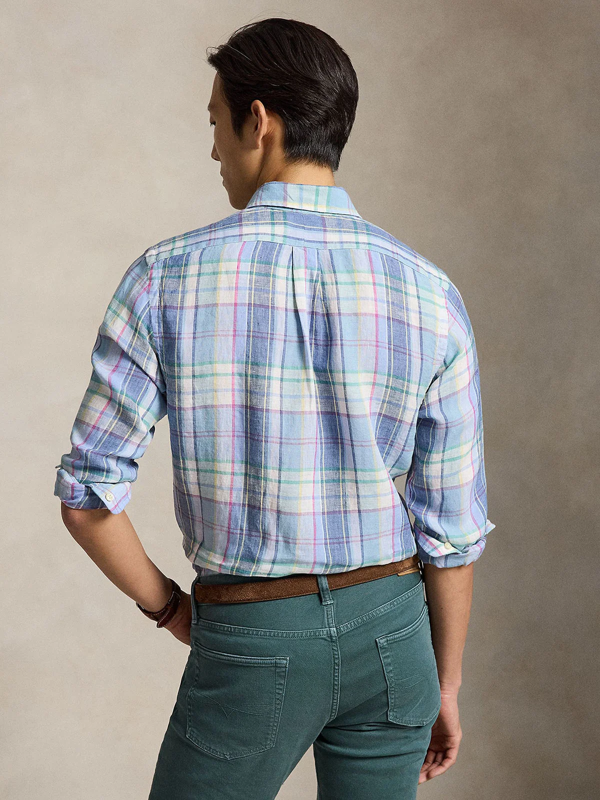 POLO RALPH LAUREN Áo Sơ Mi Nam Tay Dài Custom Fit Plaid Linen Shirt