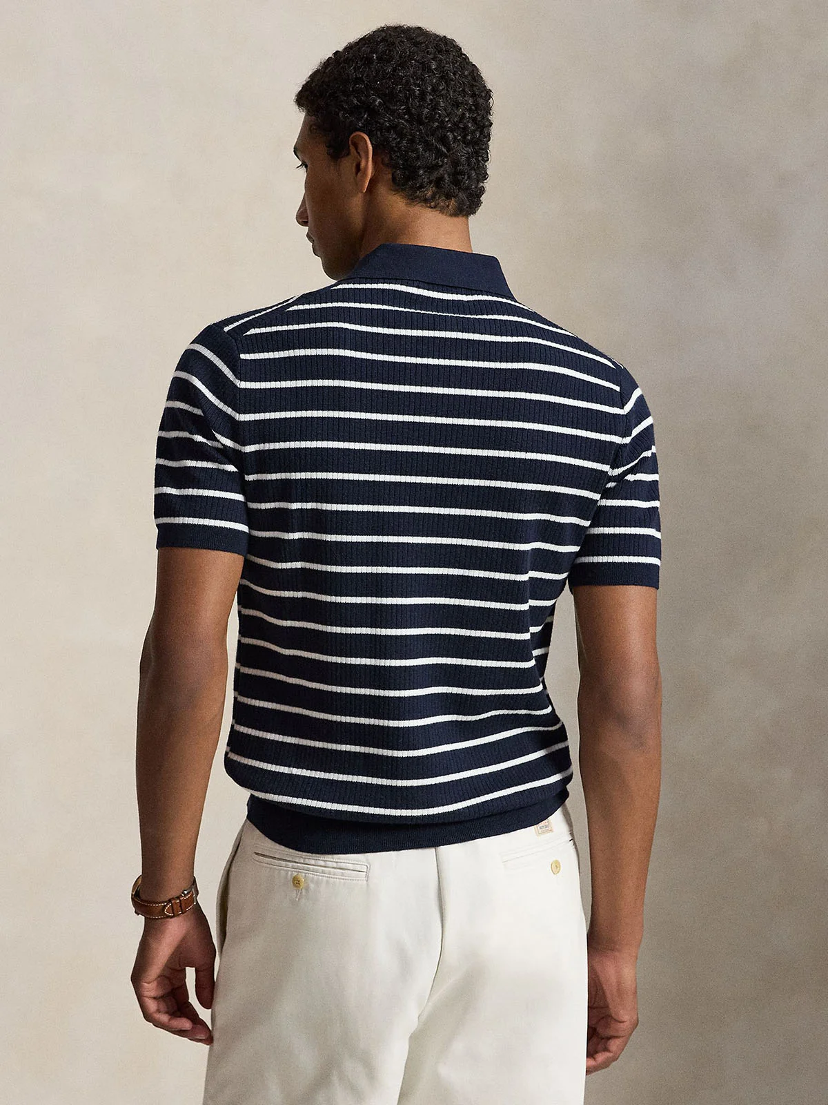POLO RALPH LAUREN Áo Pullover Nam Tay Ngắn Striped Rib-Knit Cotton Polo Sweater