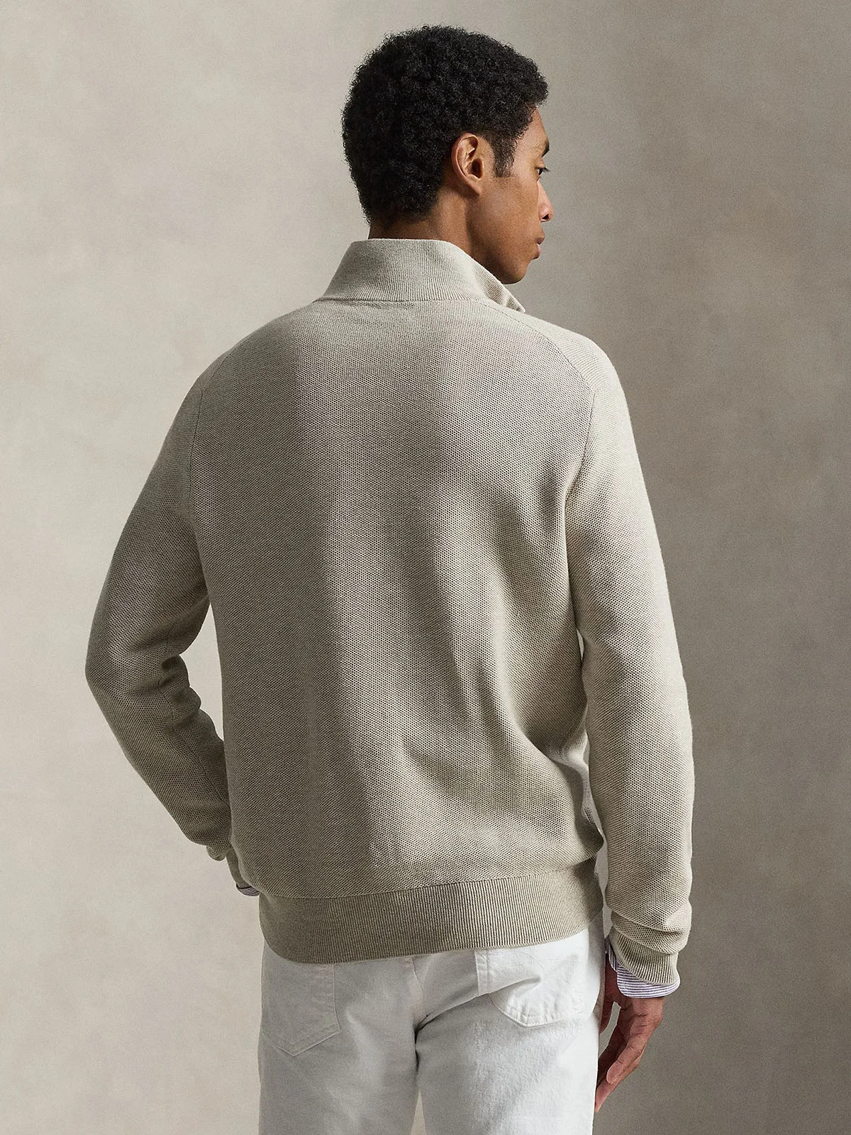 POLO RALPH LAUREN Áo Pullover Nam Tay Dài Mesh-Knit Cotton Quarter-Zip Sweater