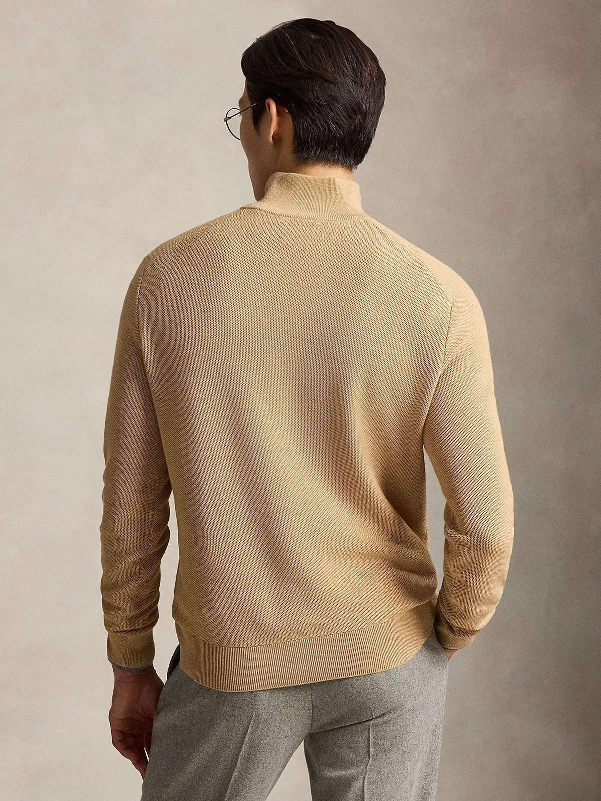 POLO RALPH LAUREN Áo Pullover Nam Tay Dài Mesh-Knit Cotton Quarter-Zip Sweater