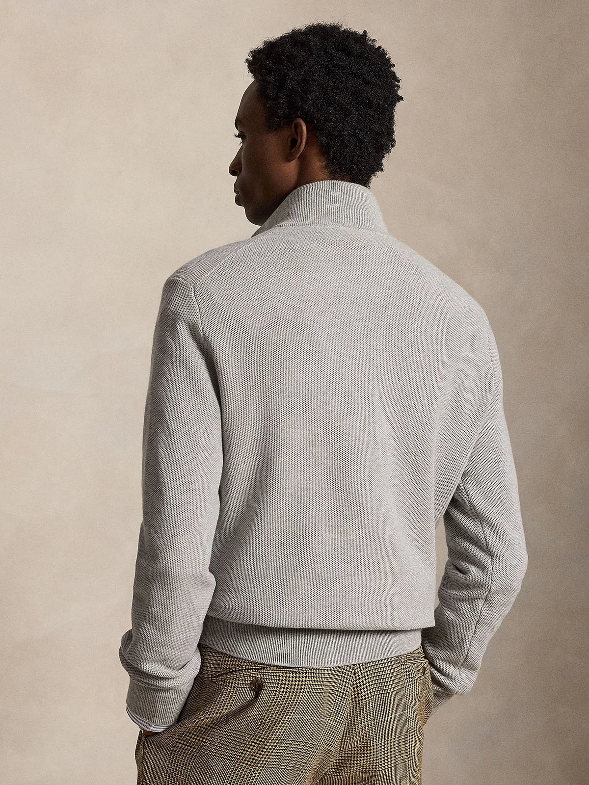 POLO RALPH LAUREN Áo Pullover Nam Tay Dài Mesh-Knit Cotton Quarter-Zip Sweater