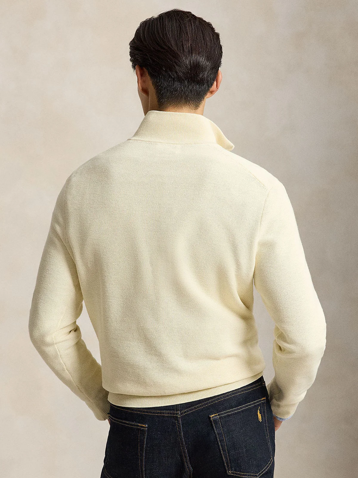 POLO RALPH LAUREN Áo Pullover Nam Tay Dài Mesh-Knit Cotton Quarter-Zip Sweater