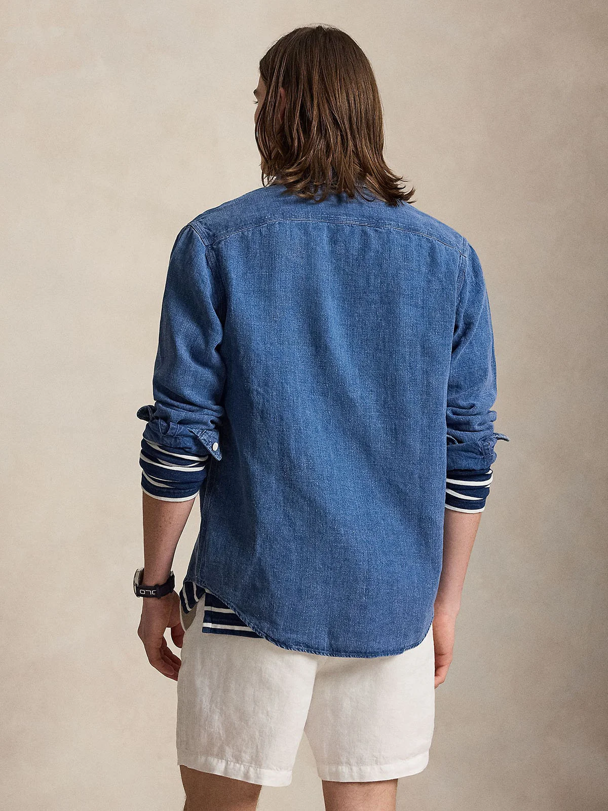 POLO RALPH LAUREN Áo Sơ Mi Nam Tay Dài Classic Fit Indigo Linen Workshirt
