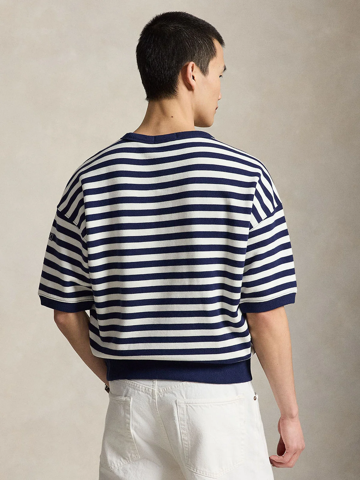POLO RALPH LAUREN &Aacute;o Pullover Nam Tay Ngắn Relaxed Fit Striped Fleece Sweatshirt
