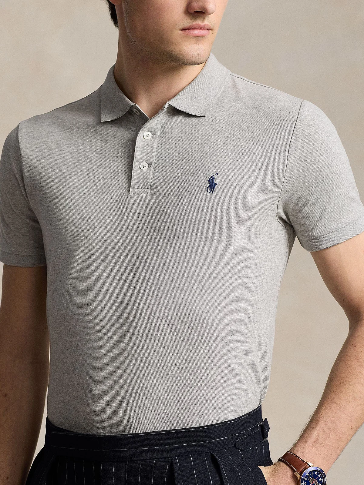 POLO RALPH LAUREN Áo Polo Nam Tay Ngắn Custom Slim Fit Stretch Mesh Polo Shirt