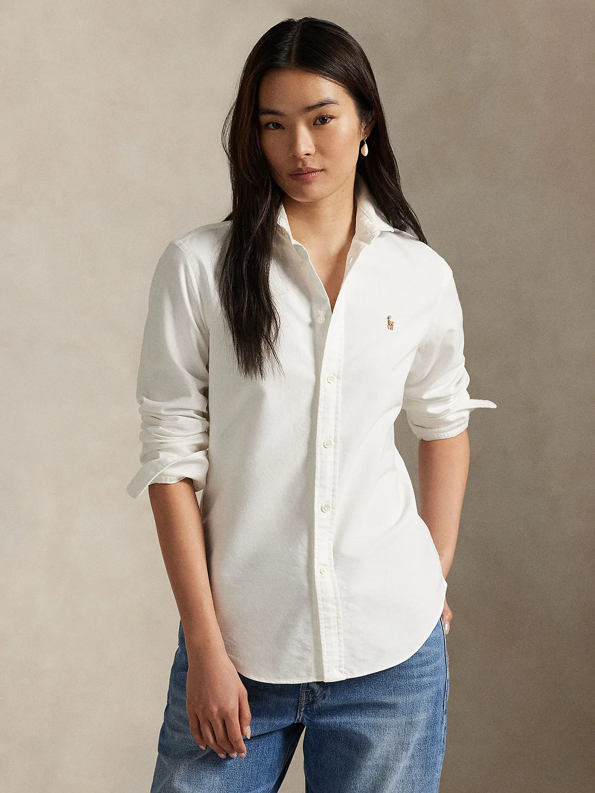 POLO RALPH LAUREN Áo Sơ Mi Nữ Tay Dài Slim Fit Oxford Shirt