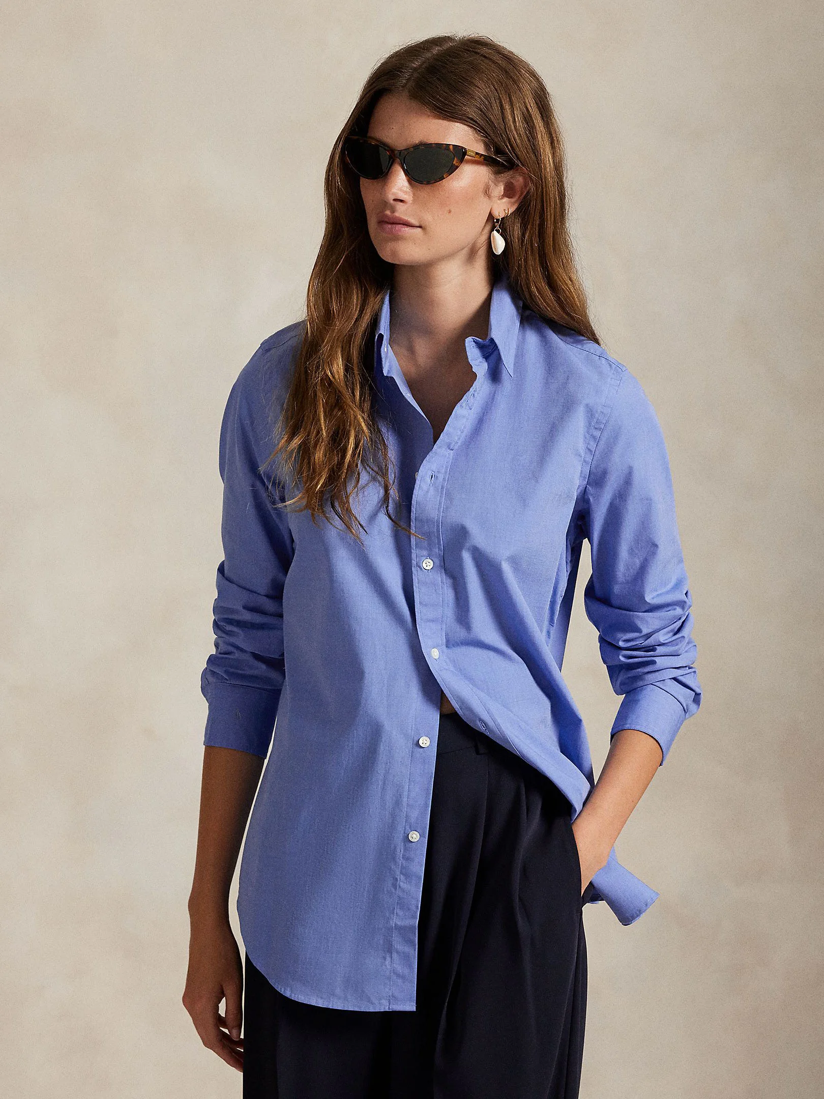 POLO RALPH LAUREN Áo Sơ Mi Nữ Tay Dài Stretch Slim Fit Cotton Shirt