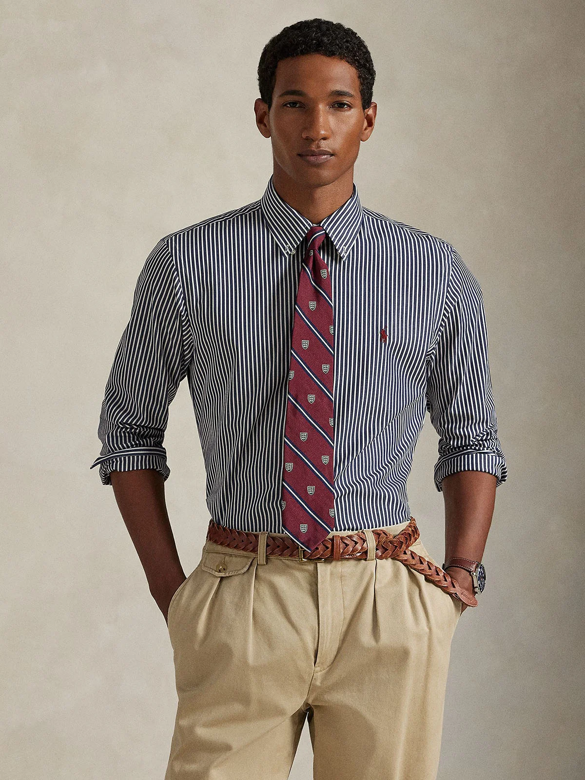 POLO RALPH LAUREN Áo Sơ Mi Nam Tay Dài Slim Fit Striped Stretch Poplin Shirt